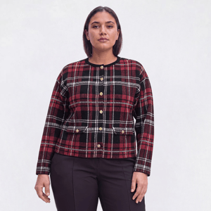 Plus Size Preswick & Moore(R) Long Sleeve Plaid Jacket